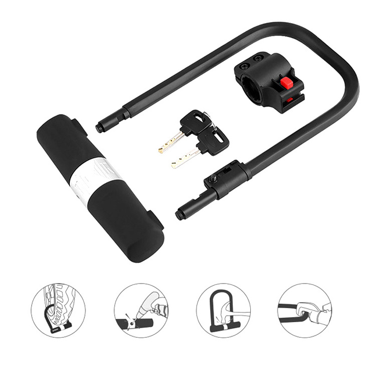 Mountain Bike Anti-Theft Lock Portable U-Bike Lock With Lock Rack