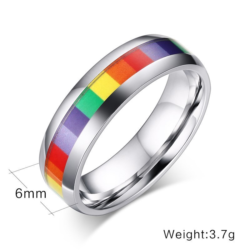 Sticker Stainless Steel Lesbian Bisexual Lgbt Gay Pride Rainbow Ring Same Sexuality Engagement Ring