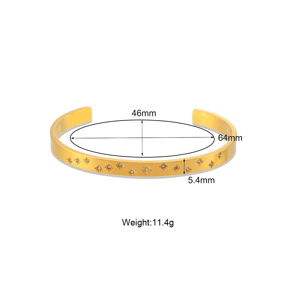 Trending Open Cz Cuff Bangle Stainless Steel Bangles Jewelry Women Gold Plated Bangles Set