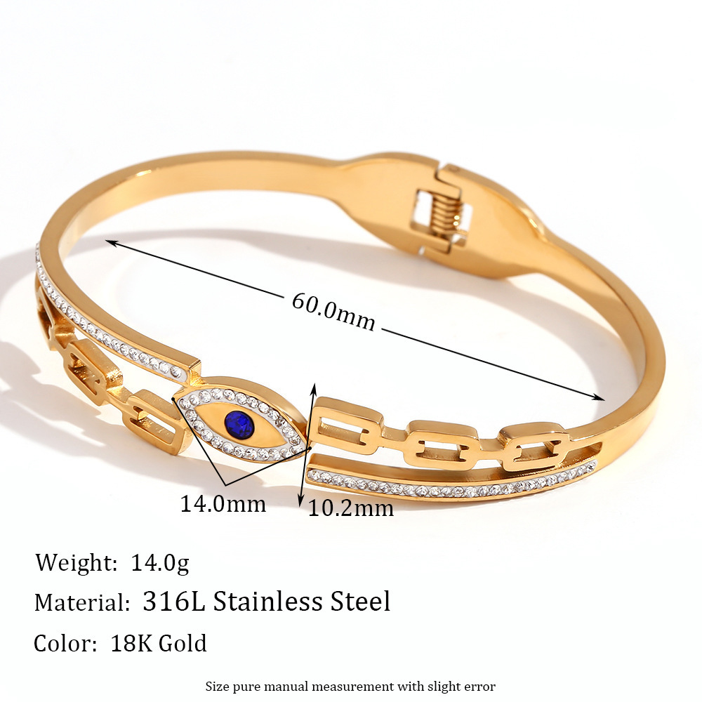 Insta Hot Sale 18k Gold Plated Evil Eye Bracelet Dainty Zircon Stainless Steel Women Bracelet