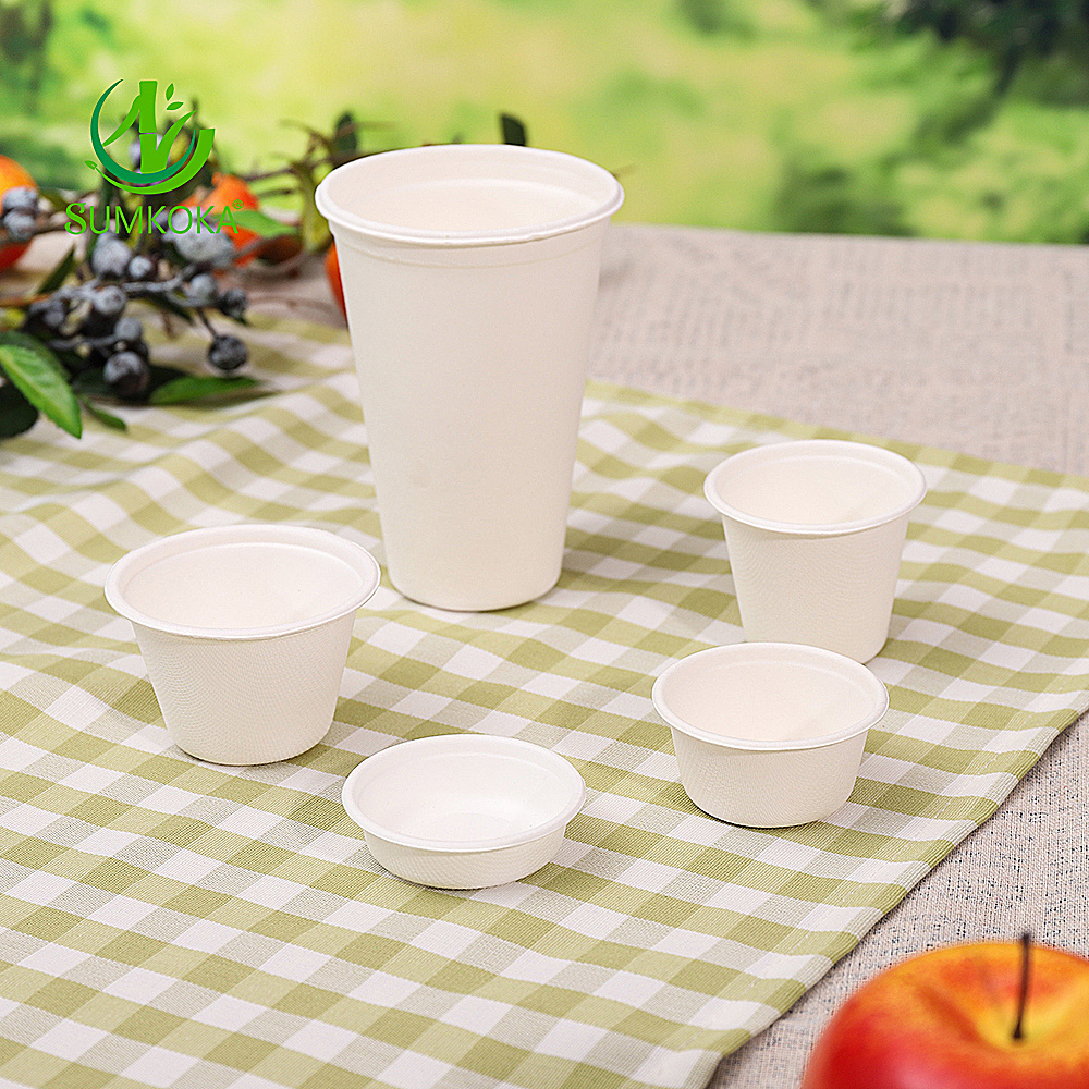 Eco Friendly Premium Biodegradable Disposable Drinking Coffee Cups Sugarcane Bagasse Fiber Sturdy Cups for Hot or Cold Drinks