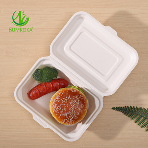 Biodegradable to go containers disposable sugarcane fiber 600ml 7x5 inch sugarcane bagasse lunch box