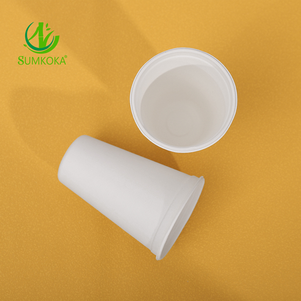 Eco Friendly Premium Biodegradable Disposable Drinking Coffee Cups Sugarcane Bagasse Fiber Sturdy Cups for Hot or Cold Drinks