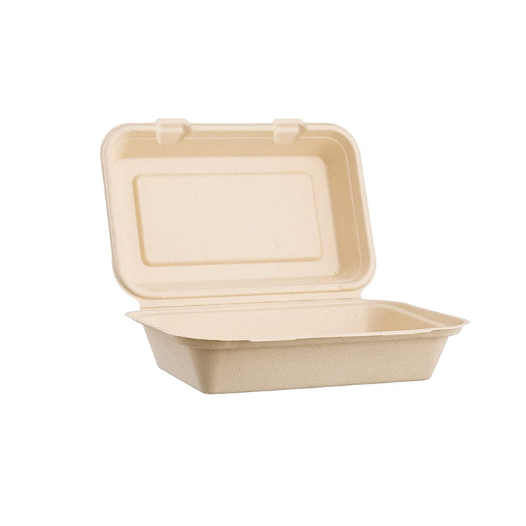 Biodegradable to go containers disposable sugarcane fiber 600ml 7x5 inch sugarcane bagasse lunch box