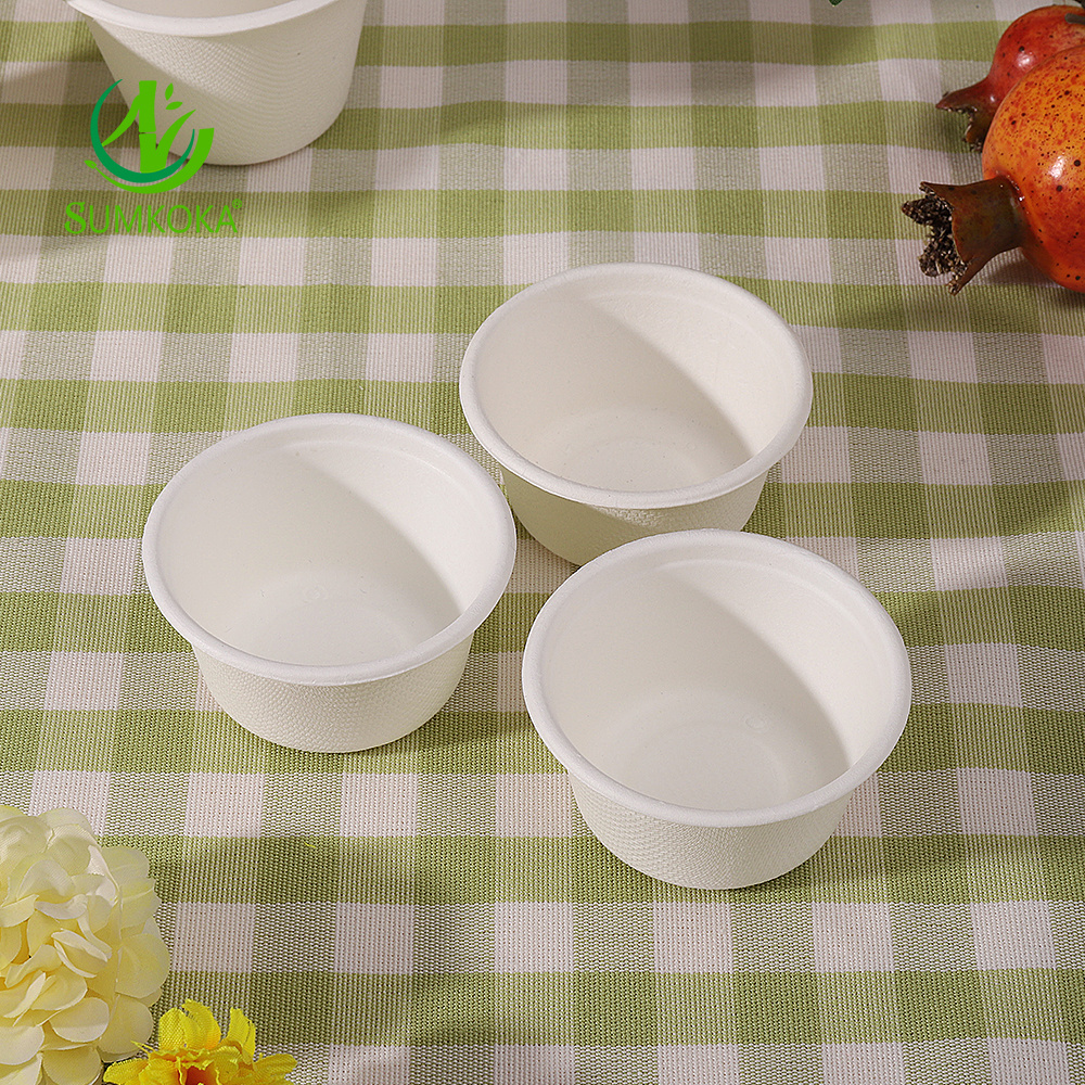 Environment Friendly 4oz Compostable SugarCane Cups with Lids Bagasse Biodegradable Cup For Sauces Condiments Slime Jello Shot