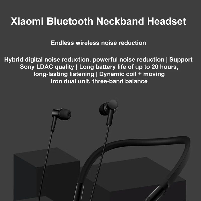 Original New Xiaomi Mi Neckband BT Earphones Headset Hybrid Noise Cancellation Neckband Earphone Magnetic Earbuds