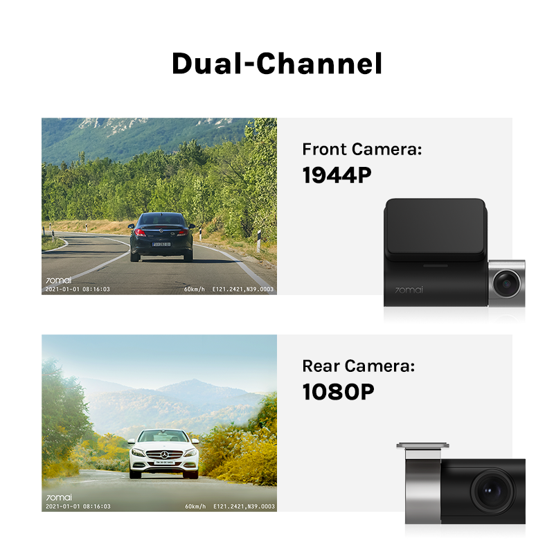 Original 70mai A500S Dash Cam Pro Plus+ Global Version ADAS 24H Parking Monitor Built-in GPS Dual Channel Sight Night Vision