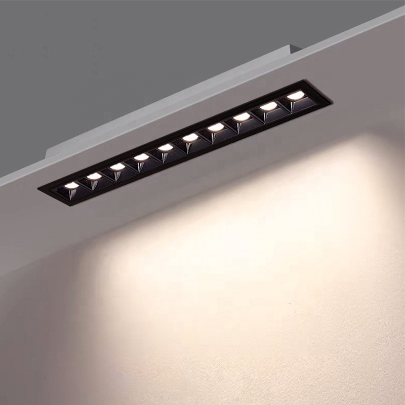 ETL certified 5x2w led linear grille light DALI dimmable ceiling grille light 10w 20w grille linear downlight for home office