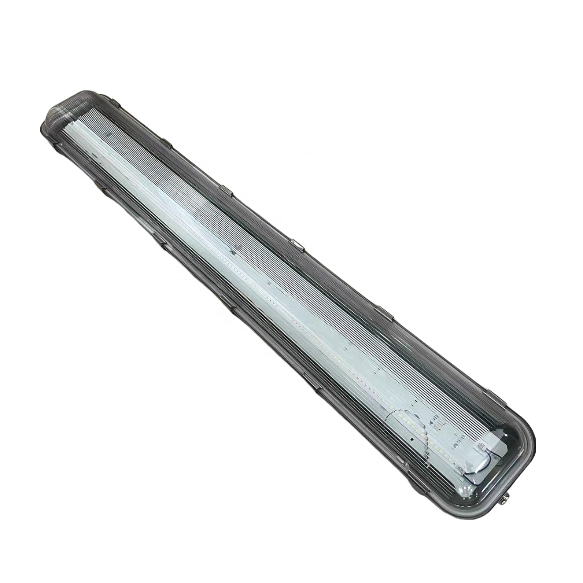 Top quality 5 years stainless tri proof light 304 316 Ik08 metal body PC diffuser 1.2m 1.5m 2.4m fluorescent metal lamp fixture