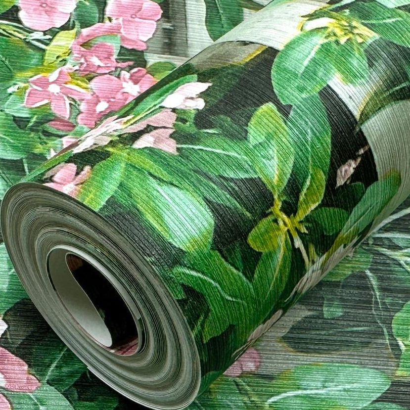 Summer PVC waterproof decorative mural wall paper natural green leaf creeper wallpaper for wall decor