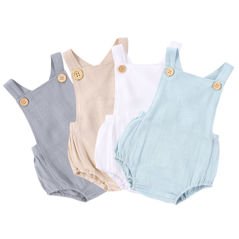 Rompers Newborn Cotton Linen Baby Clothes Suspender Bubble Romper Baby Boy Girl Clothes Baby Bubble Romper