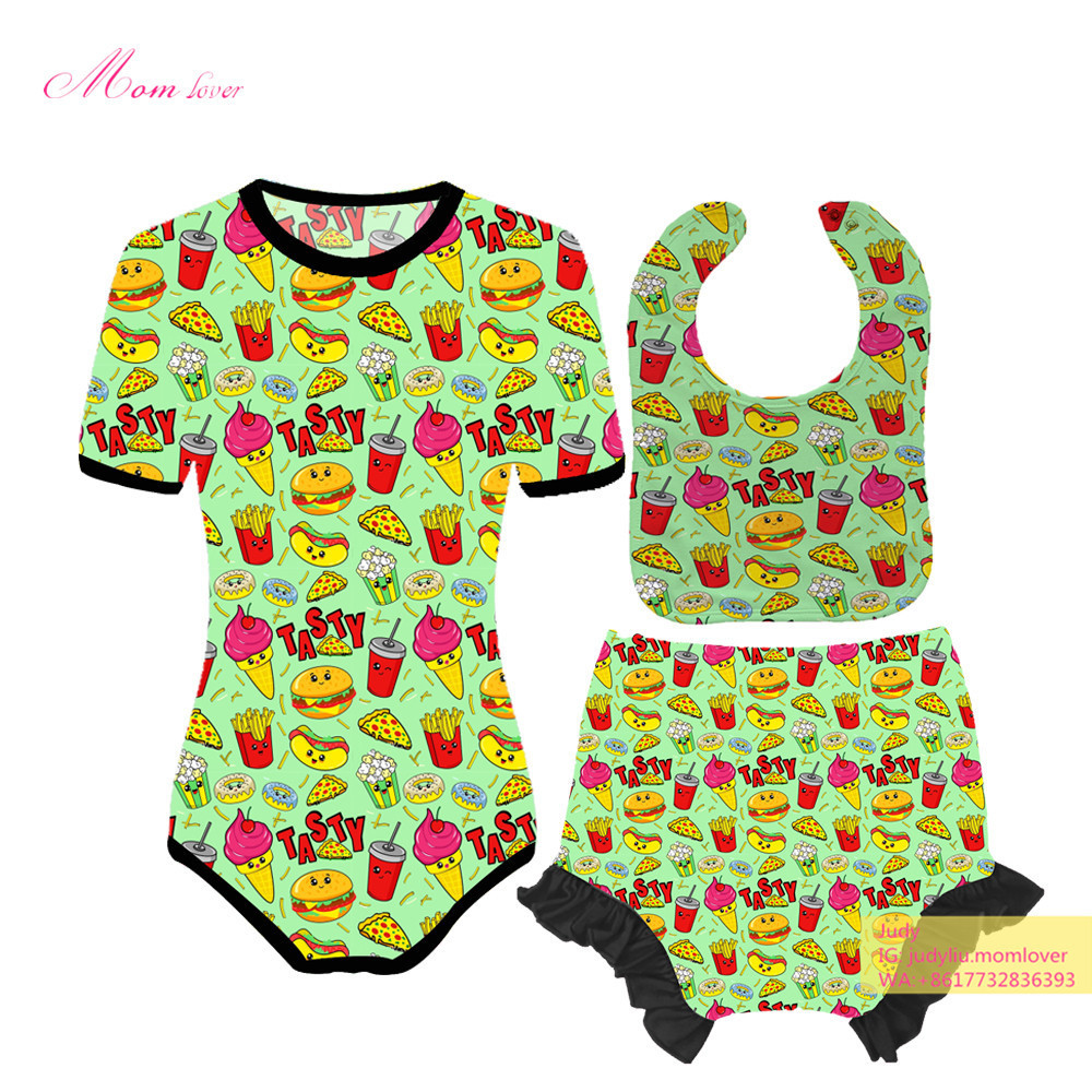 custom unsex adult baby clothing romper bodysuit cartoon printing  baby women onesie sleepwear diaper Snap Crotch Onesie