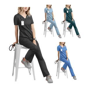 2024 Medical Scrub Unisex Uniforms for Hospital Nurse Scrubs Sets Short Sleeve Tops