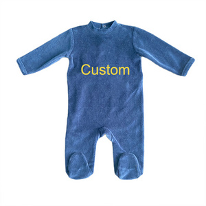 Velvet Velour Fleece Winter Baby Clothes Footed Romper Jumpsuit CVC 80% Cotton 20% Polyester New Born Baby  Onesie