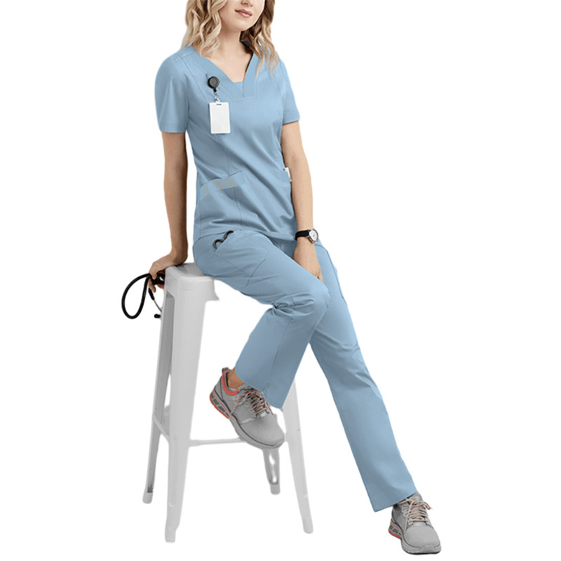 2024 Medical Scrub Unisex Uniforms for Hospital Nurse Scrubs Sets Short Sleeve Tops