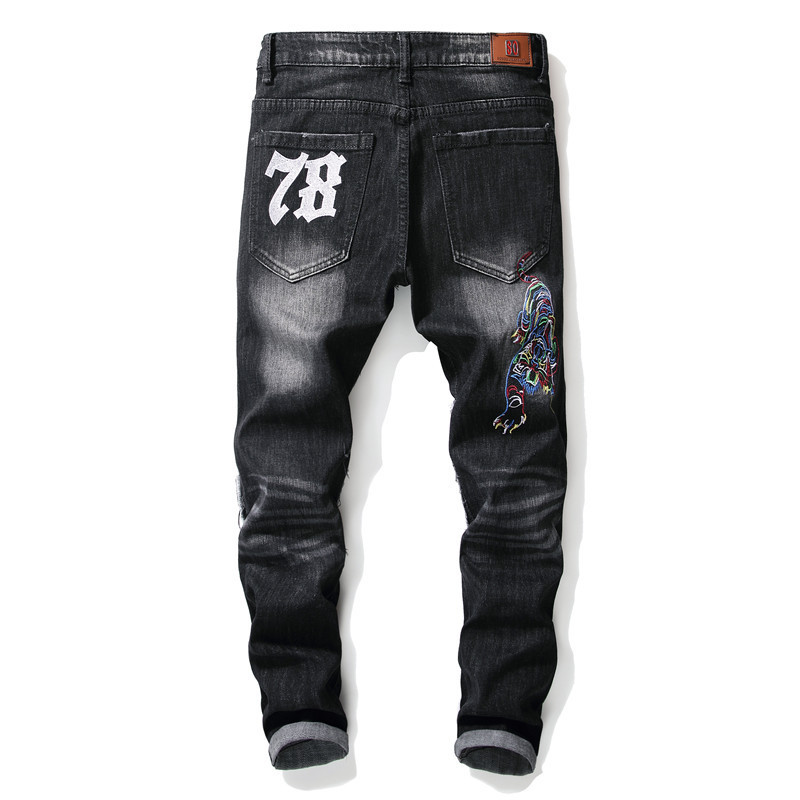 2024 Men's Fashion Stock skinny jeans men Jeans Pants Dark Blue Trousers Casual Skinny Pencil Jeans For Men