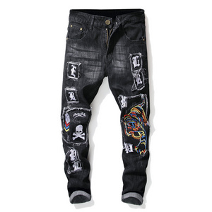 2024 Men's Fashion Stock skinny jeans men Jeans Pants Dark Blue Trousers Casual Skinny Pencil Jeans For Men