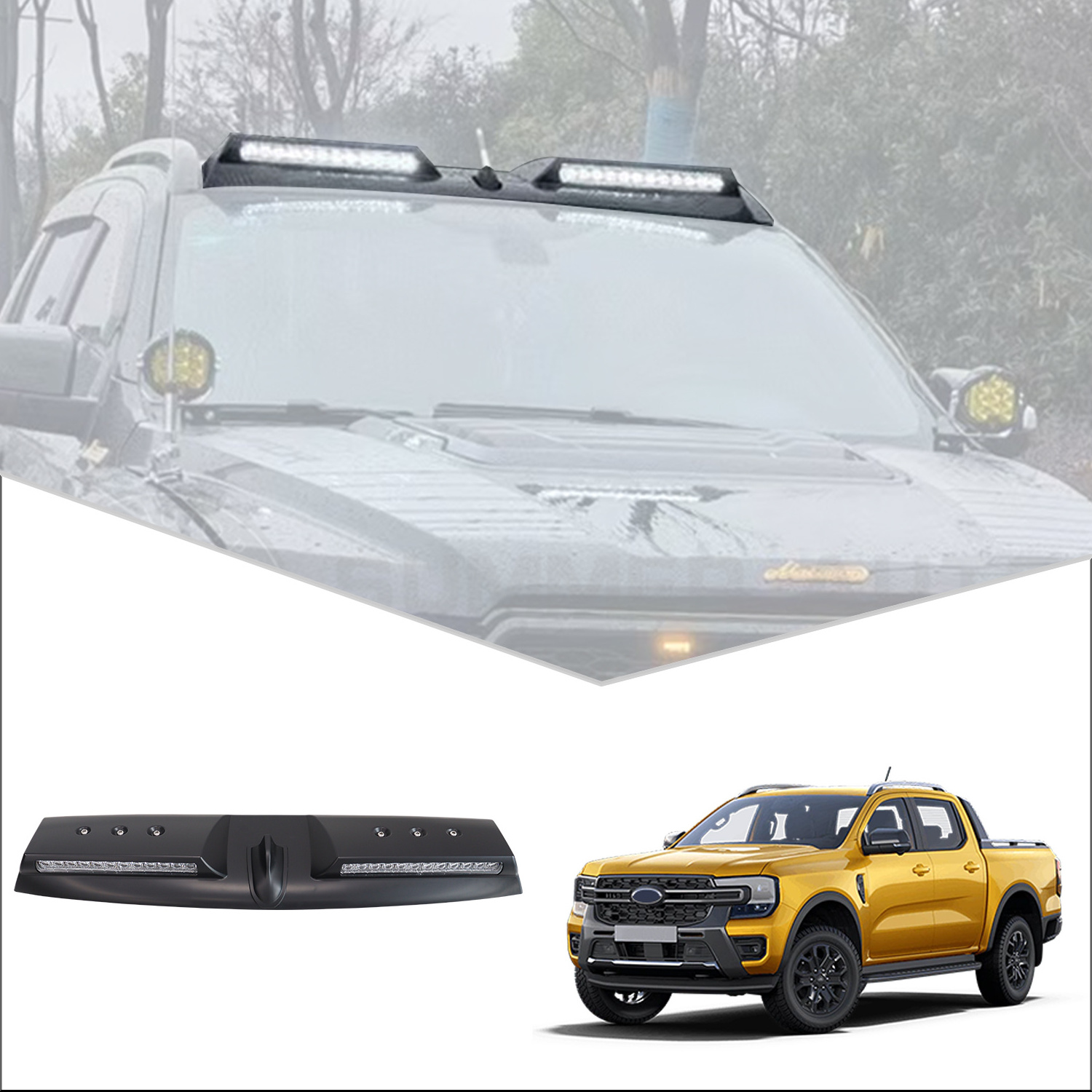 Auto Parts Ford Ranger Conversion Kit Carbon Fiber Front Ranger Roof Spoiler Light For Ford Ranger F150 T9