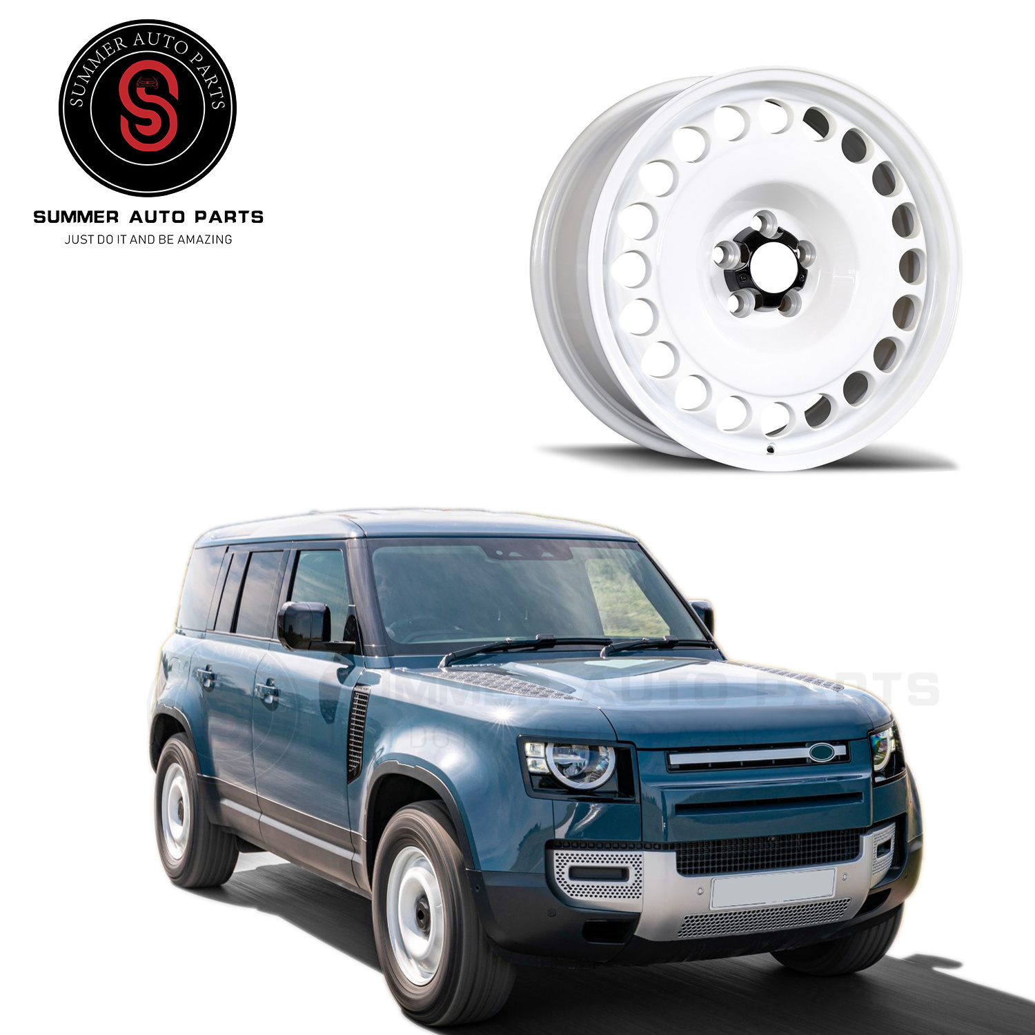 HIGH QUALITY CUSTOM WHEEL RIMS OLD SCHOOL 20 INCH WHITE/TIFFANY BLUE/TEXTURED TITANIUM/ BLACK WHEEL RIMS FOR NEW DEFENDER