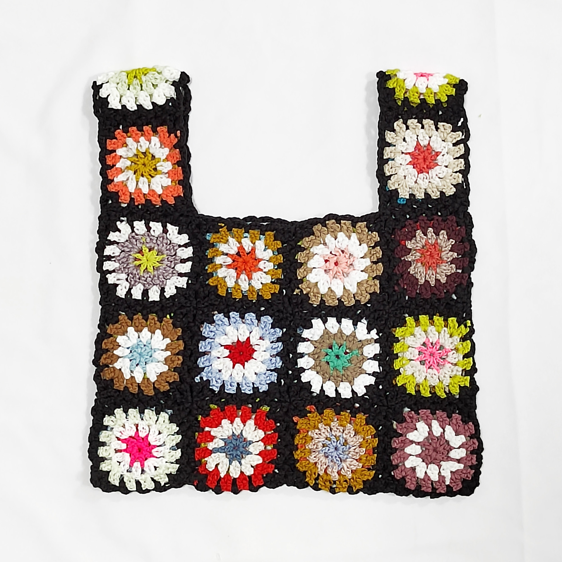 2022 Factory Supply Women Large Tote Bag Beach Granny Square Crochet Handmade Bag Strappy Portable Handbag