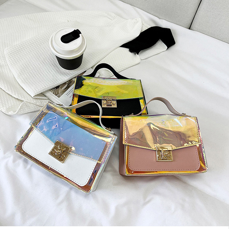 Wholesale Transparent PVC Designer Purse Luxury Women Sling Crossbody Bag Holographic Small Square Shoulder Bag