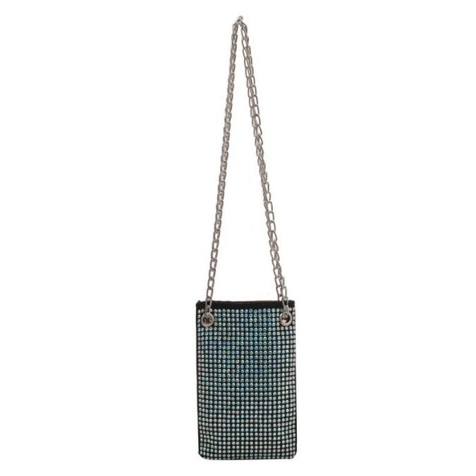 Luxury Women Popular Full Diamond Stone Bling Bling Small Sling Crossbody Wallet Rhinestone Crystal Mobile Phone Bag