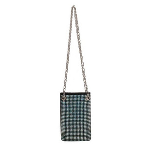 Luxury Women Popular Full Diamond Stone Bling Bling Small Sling Crossbody Wallet Rhinestone Crystal Mobile Phone Bag