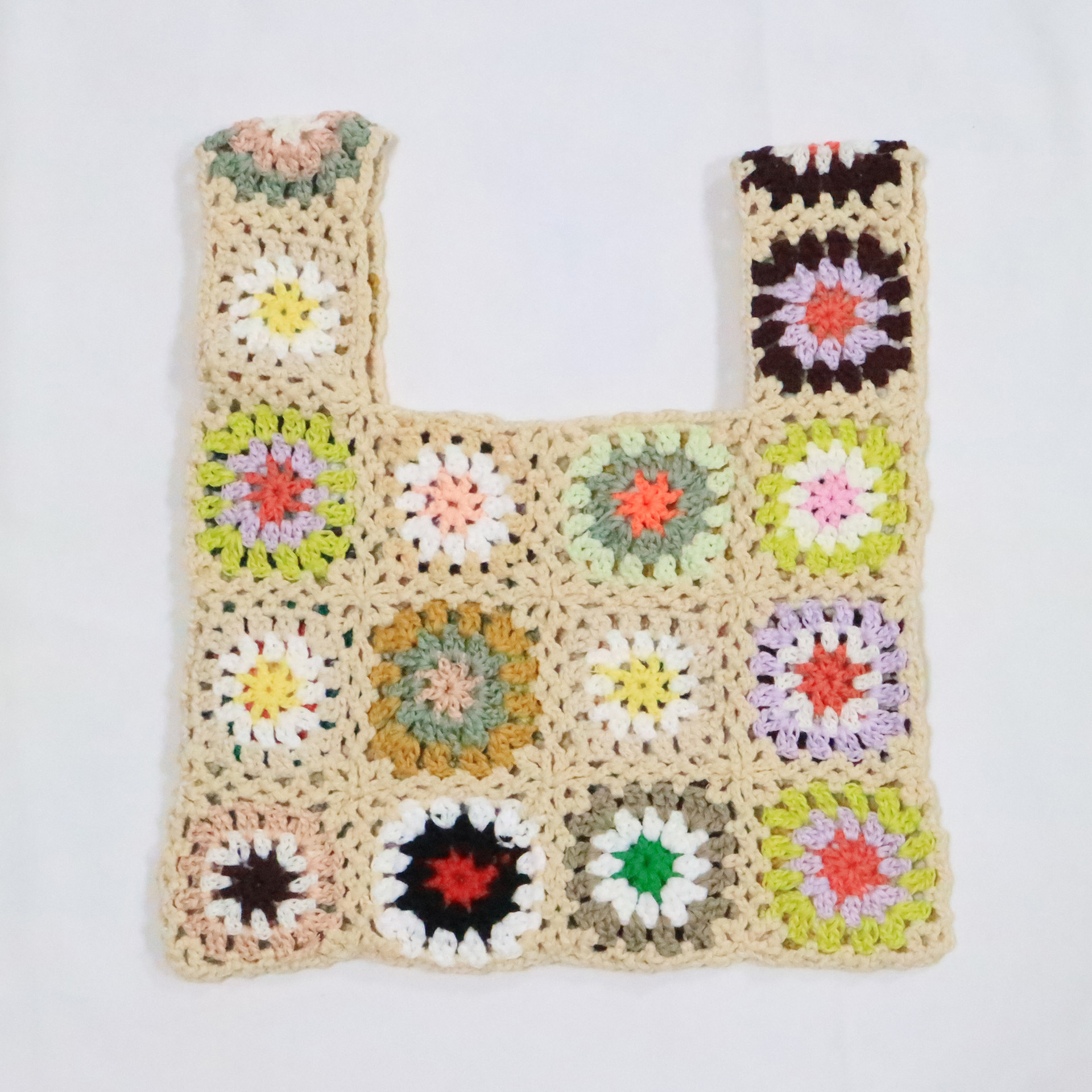 2022 Factory Supply Women Large Tote Bag Beach Granny Square Crochet Handmade Bag Strappy Portable Handbag