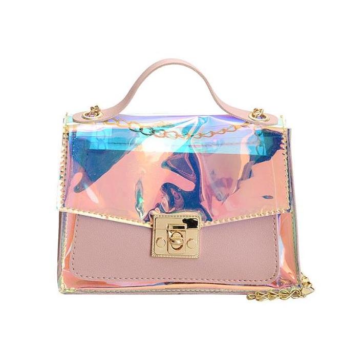 Wholesale Transparent PVC Designer Purse Luxury Women Sling Crossbody Bag Holographic Small Square Shoulder Bag