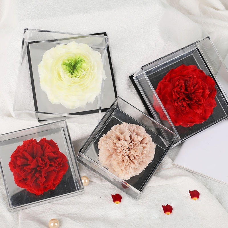 New product ideas Acrylic Display Box Preserved Roses Red Color Eternal Rose for Valentines gifts 2023