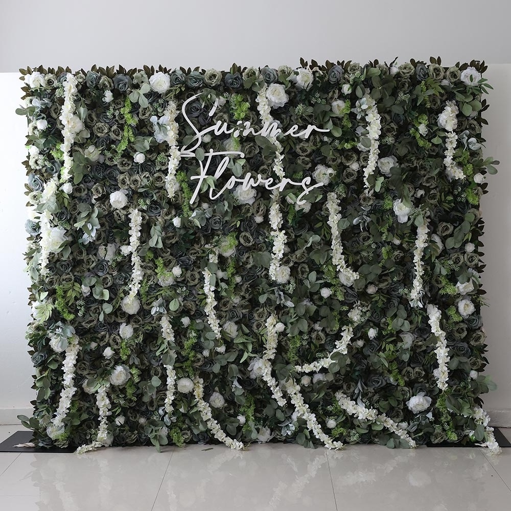 ins style artificial leaves 5d roll up curtain flower wall backdrop fabric cloth greenery flower wall panel