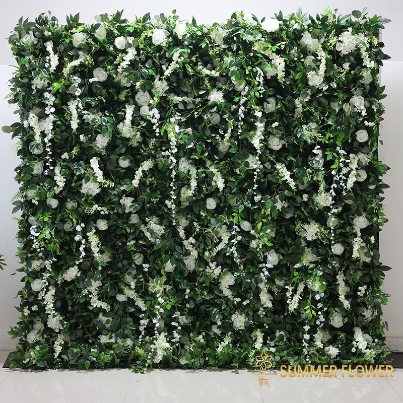 ins style artificial leaves 5d roll up curtain flower wall backdrop fabric cloth greenery flower wall panel