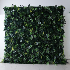 8ft Wedding Decor Faux Artifical Grass Wall Panel 3D Roll Up Cloth Artificial Silk Green Wall Backdrop