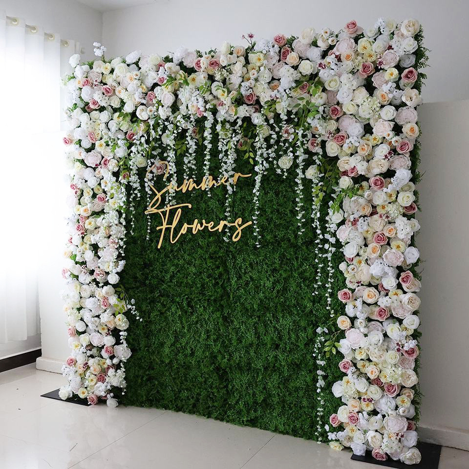 flower wall 3D artificial Greenery with flower wall backdrop flower wall panel 8x8