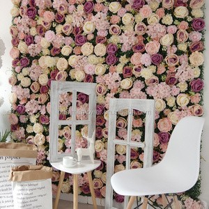 FW46-057-1 Cheap Indian Roll up Wedding decorative artificial silk rose flower wall backdrop