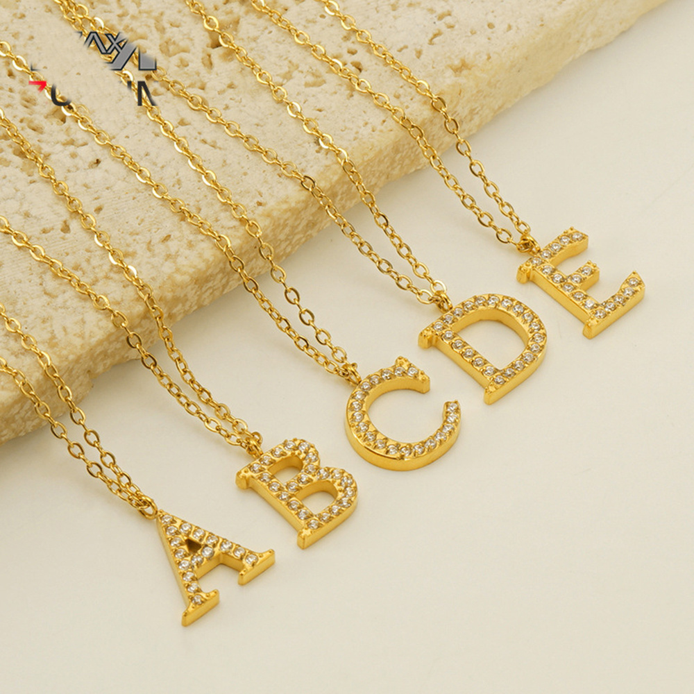 New Product Ideas 2024 Jewelry Gold Plated Custom Trend Children S Pendant Name Stainless Steel Zircon Letter Necklace