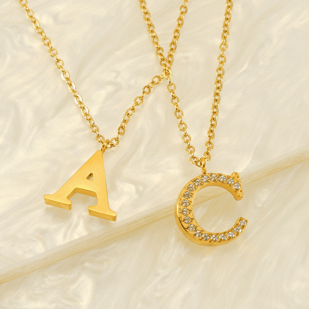 New Product Ideas 2024 Jewelry Gold Plated Custom Trend Children S Pendant Name Stainless Steel Zircon Letter Necklace