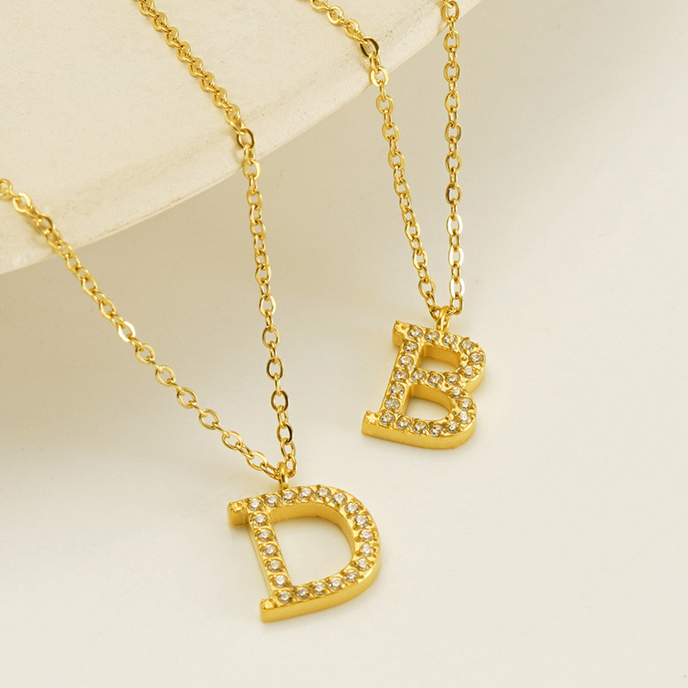 New Product Ideas 2024 Jewelry Gold Plated Custom Trend Children S Pendant Name Stainless Steel Zircon Letter Necklace