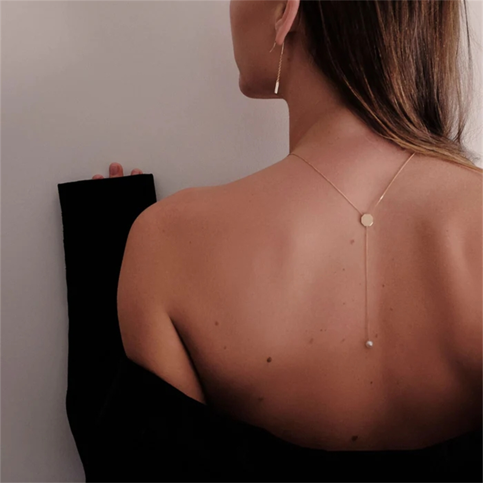 Vewant Fashion 925 Sterling Silver Custom Octagon Coin Necklace Gold Plated Roman Greek Coin Octagon Lariat Necklace With Pearl