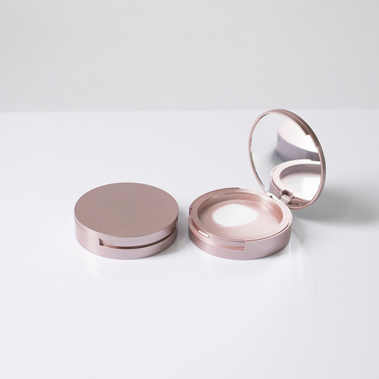 Rose gold double layer pressed hard shell empty plastic cushion foundation compact case with blush packaging with mirror