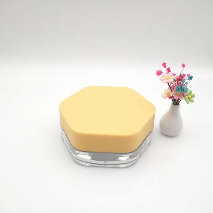 unique loose powder jar  hexagon loose powder jar plastic cosmetic jar