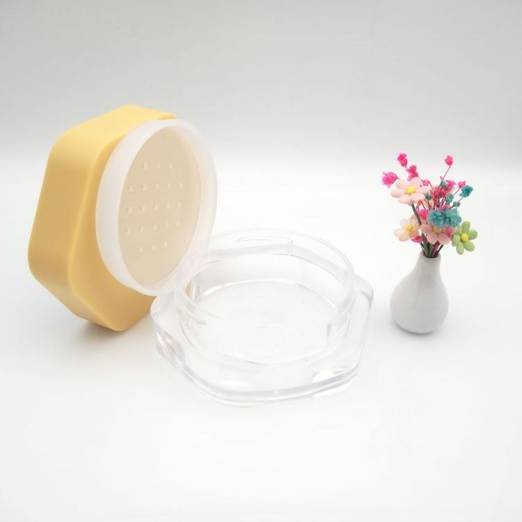 unique loose powder jar  hexagon loose powder jar plastic cosmetic jar