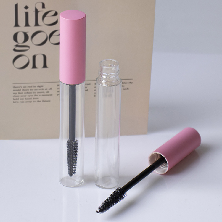 High capacity 10 ml support customization pink clear bottle blowing empty plastic mascara tube container with brush