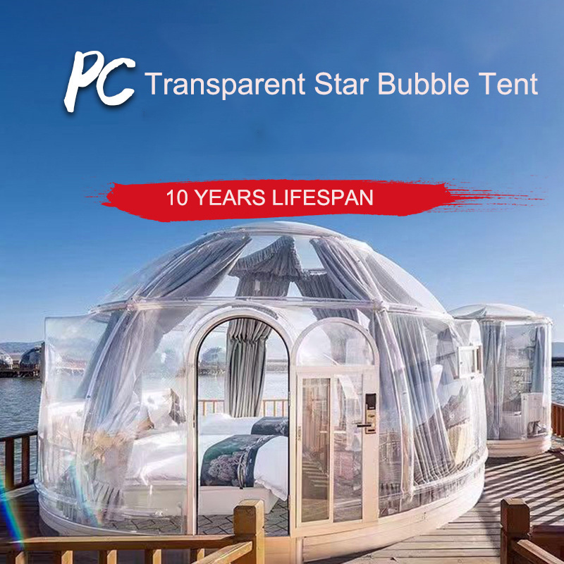 outdoor four season camping clear pc geo Bubble star igloo geodesic transparent modular dome tent house for glamping dining cafe