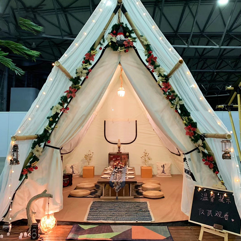 manufacturers 4m 5m 3m TIPI single room glamping Resort tent hiking Indian outdoor a shape cotton canvas tents for camping