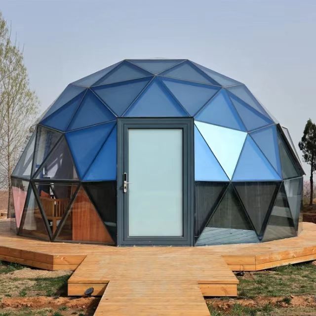 best price 5m 6m outdoor luxury safari hotel resort geodome geodesic tent glamping prefabricated igloo glass prefab dome house