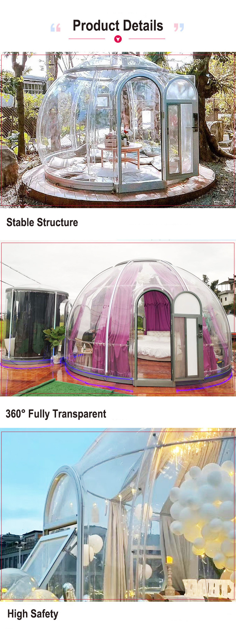 outdoor four season camping clear pc geo Bubble star igloo geodesic transparent modular dome tent house for glamping dining cafe