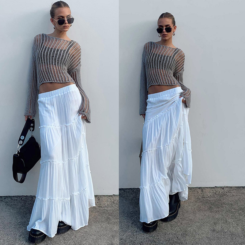 Hot Sale Autumn New Fashion Cotton And Linen Half-length Skirt Solid Color Long Skirt Large Swing Women's Skirts