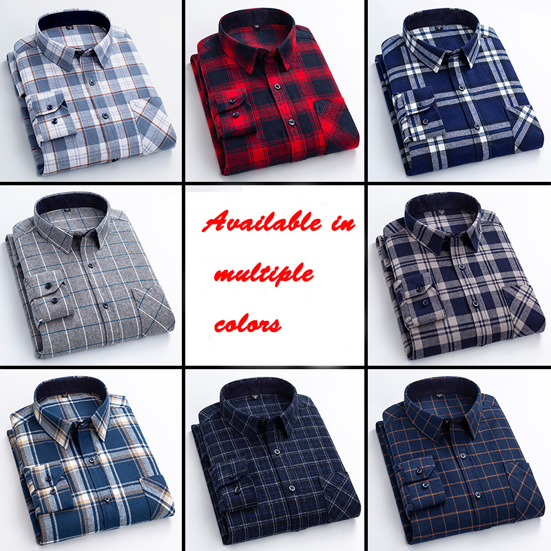 OEM/OEM Mens Flannel Shirt Custom Print Embroidery Logo Plus Size 100% Cotton Long Sleeve Flannel Shirt For Men