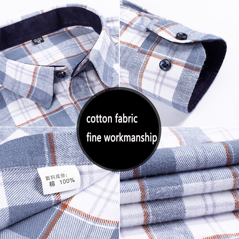 OEM/OEM Mens Flannel Shirt Custom Print Embroidery Logo Plus Size 100% Cotton Long Sleeve Flannel Shirt For Men